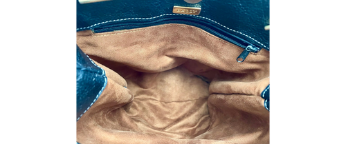 Vtg Bally Double Strap Leather Bucket Shoulder Bag in Black/Tan, made in Italy